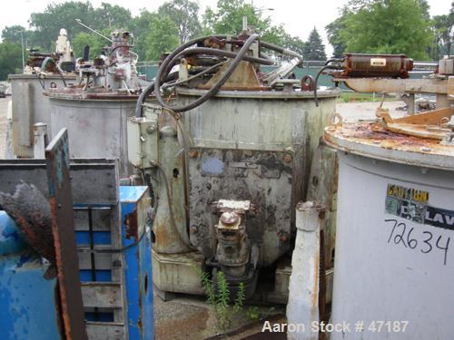 USED: Sharples Sludge-Pak, SP-5500. 48" x 24" Solid bowl centrifuge in 316SS including the bowl, frame & cover, knife discharge, air operatedskimmer, requires a 40 hp oil gear hydraulic drive, wheel ...
