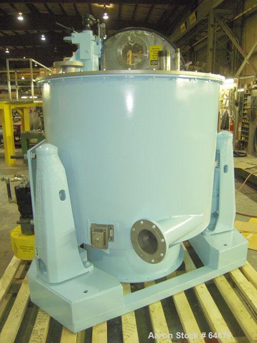 Reconditioned Sharples 48" x 30" Perforated Basket centrifuge, stainless steel construction on product contact areas. top load, bottom unload, 16 cubic foot solids capacity (basket), max bowl speed 1...