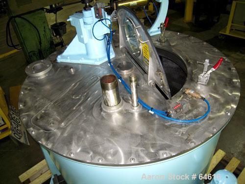 Reconditioned Sharples 48" x 30" Perforated Basket centrifuge, stainless steel construction on product contact areas. top load, bottom unload, 16 cubic foot solids capacity (basket), max bowl speed 1...