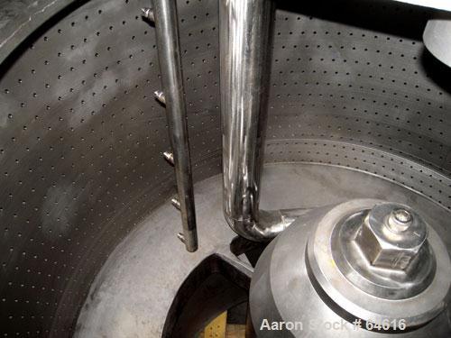 Reconditioned Sharples 48" x 30" Perforated Basket centrifuge, stainless steel construction on product contact areas. top load, bottom unload, 16 cubic foot solids capacity (basket), max bowl speed 1...