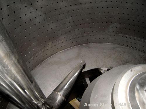 Reconditioned Sharples 48" x 30" Perforated Basket centrifuge, stainless steel construction on product contact areas. top load, bottom unload, 16 cubic foot solids capacity (basket), max bowl speed 1...
