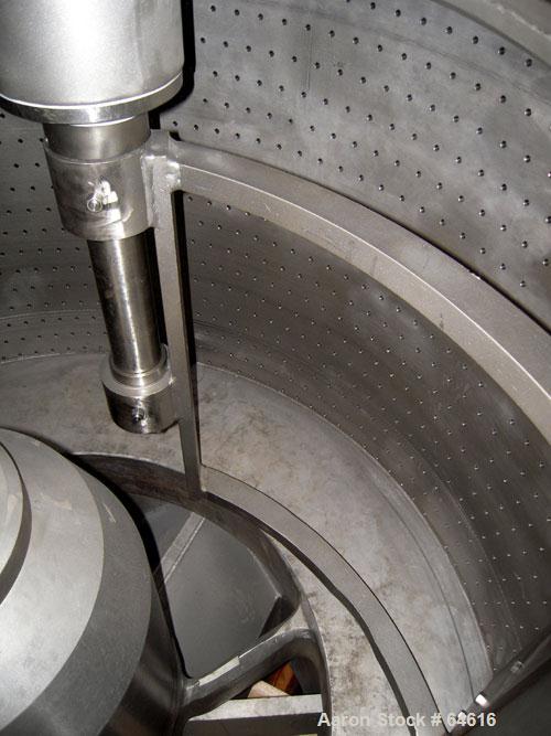 Reconditioned Sharples 48" x 30" Perforated Basket centrifuge, stainless steel construction on product contact areas. top load, bottom unload, 16 cubic foot solids capacity (basket), max bowl speed 1...