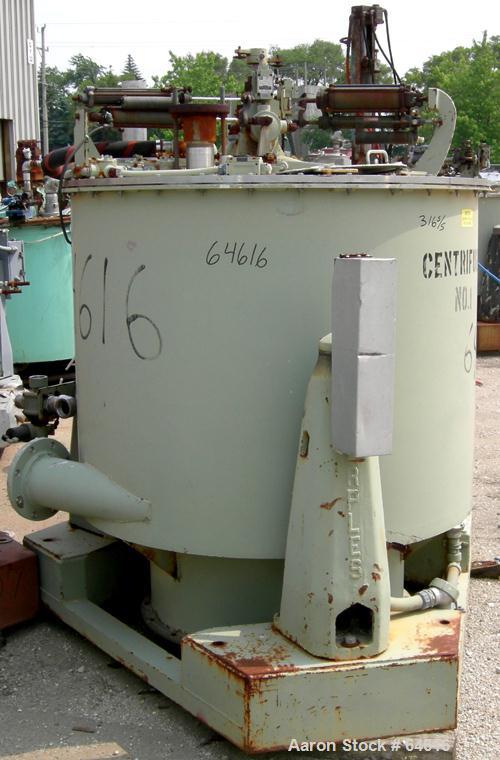 Reconditioned Sharples 48" x 30" Perforated Basket centrifuge, stainless steel construction on product contact areas. top load, bottom unload, 16 cubic foot solids capacity (basket), max bowl speed 1...