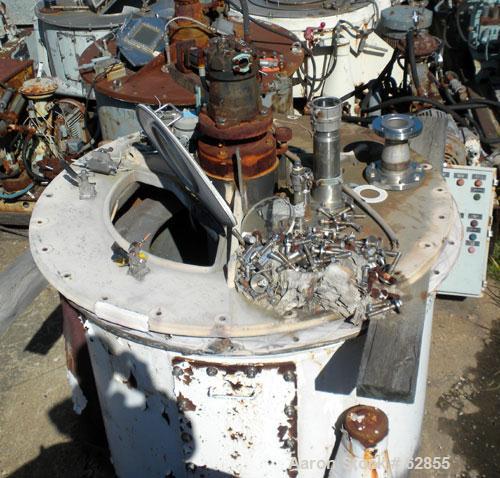 Used Tolhurst Ametek Mark III 48" x 30" Perforated Basket Centrifuge. Rubber lined curb housing/top cover. Top load, bottom unload. Maximum bowl speed 1150 rpm, tri-pod suspension system, Hastelloy C...
