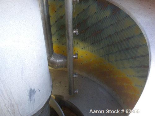Used Tolhurst Ametek Mark III 48" x 30" Perforated Basket Centrifuge. Rubber lined curb housing/top cover. Top load, bottom unload. Maximum bowl speed 1150 rpm, tri-pod suspension system, Hastelloy C...