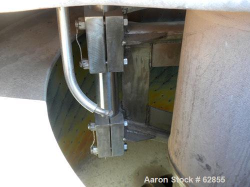 Used Tolhurst Ametek Mark III 48" x 30" Perforated Basket Centrifuge. Rubber lined curb housing/top cover. Top load, bottom unload. Maximum bowl speed 1150 rpm, tri-pod suspension system, Hastelloy C...