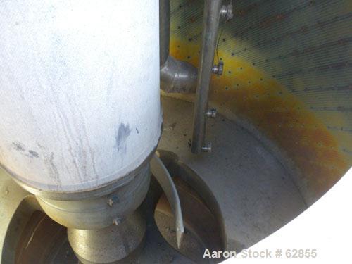 Used Tolhurst Ametek Mark III 48" x 30" Perforated Basket Centrifuge. Rubber lined curb housing/top cover. Top load, bottom unload. Maximum bowl speed 1150 rpm, tri-pod suspension system, Hastelloy C...