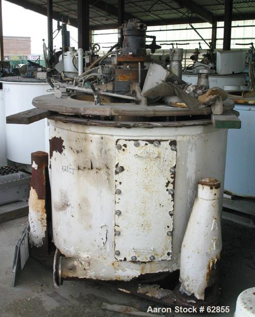Used Tolhurst Ametek Mark III 48" x 30" Perforated Basket Centrifuge. Rubber lined curb housing/top cover. Top load, bottom unload. Maximum bowl speed 1150 rpm, tri-pod suspension system, Hastelloy C...