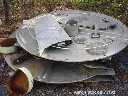 USED: Tolhurst 48" x 30" perforated basket centrifuge. Stainless steel construction on product contact areas. Top load, bottom unload, max bowl speed 1080 rpm, tri-pod suspension system, double motio...
