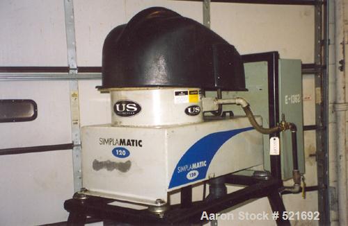 USED: U S Centrifuge, model Simplamatic A120. Maximum flow rate is 15 gpm. The bowl is 12" diameter. Maximum rpm is 2,500. The unit includes an Allen Bradley Panelview 550 control.