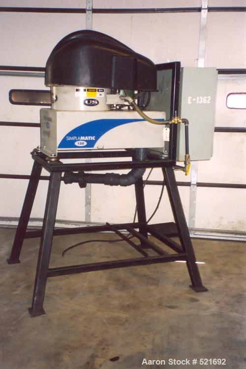 USED: U S Centrifuge, model Simplamatic A120. Maximum flow rate is 15 gpm. The bowl is 12" diameter. Maximum rpm is 2,500. The unit includes an Allen Bradley Panelview 550 control.