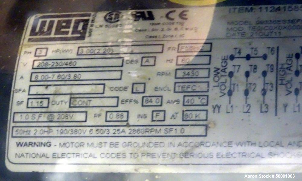 Used- US Centrifuge Solid Wall Basket Centrifuge, Model M412