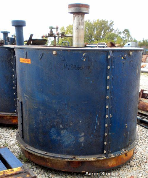 Used Western States 54'' x 40'' Series G A-Frame Perforated Basket Centrifuge. Top load, bottom dump 304 Stainless/Carbon steel basket, maximum 900 rpm. 7'' Maximum cake thickness, 23.7 cubic feet ba...