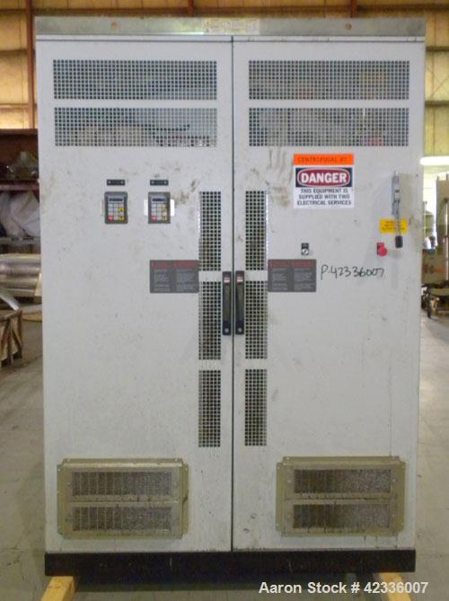 Used Western States 54'' x 40'' Series G A-Frame Perforated Basket Centrifuge. Top load, bottom dump 304 Stainless/Carbon steel basket, maximum 900 rpm. 7'' Maximum cake thickness, 23.7 cubic feet ba...