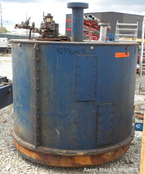 Used Western States 54'' x 40'' Series G A-Frame Perforated Basket Centrifuge. Top load, bottom dump 304 Stainless/Carbon steel basket, maximum 900 rpm. 7'' Maximum cake thickness, 23.7 cubic feet ba...