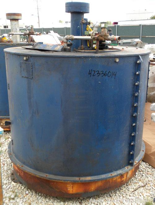 Used Western States 54'' x 40'' Series G A-Frame Perforated Basket Centrifuge. Top load, bottom dump 304 Stainless/Carbon steel basket, maximum 900 rpm. 7'' Maximum cake thickness, 23.7 cubic feet ba...