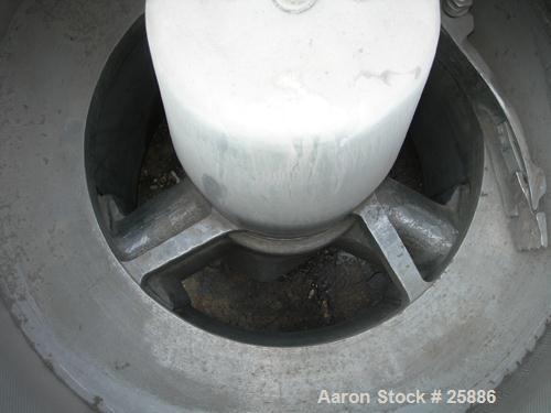 USED: Western States 48" x 24" perforate basket centrifuge, 316 stainless steel.Max bowl speed 1150 rpm, tripod mounted, bottom dump, bottom drive, pneumatic double motion plow with 5 hp reversing mo...