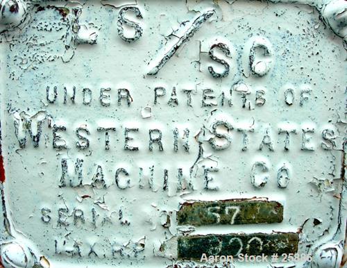 USED: Western States 48" x 24" perforate basket centrifuge, 316 stainless steel.Max bowl speed 1150 rpm, tripod mounted, bottom dump, bottom drive, pneumatic double motion plow with 5 hp reversing mo...