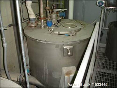 USED: Western States basket centrifuge, all stainless steel construction. 48" diameter x 30" deep basket, perforated basket,top load, bottom unload, 3 point link suspension, single action plow,feed a...