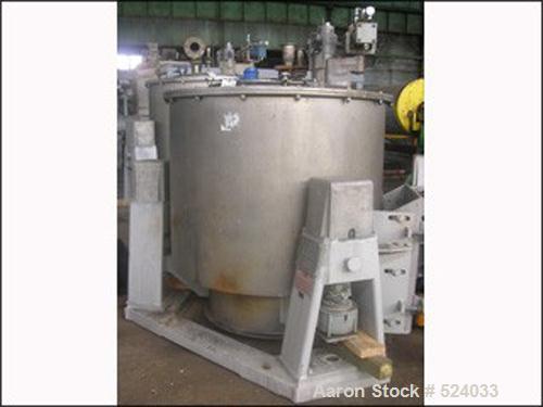 USED: 48 x 30 Western States basket centrifuge. All stainless steel,perforated basket, top load, bottom unload. 3 point link suspension,single action plow, feed and rinse pipes rated 70#/cubic footca...