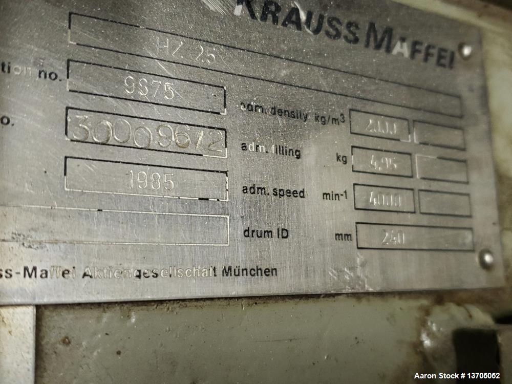 Used- Krauss Maffei Horizontal Peeler Centrifuge, Model HZ-25