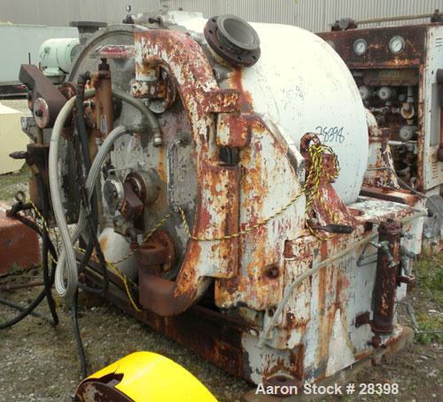 Used Sharples Model C-41 Super-D-Hydrator Continuous Centrifuge, 316 Stainless Steel, Horizontal. 41" diameter perforate basket. Hydraulic operated plow discharge. Short 19" bowl. Includes control pa...