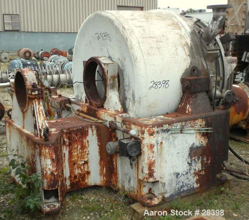 Used Sharples Model C-41 Super-D-Hydrator Continuous Centrifuge, 316 Stainless Steel, Horizontal. 41" diameter perforate basket. Hydraulic operated plow discharge. Short 19" bowl. Includes control pa...