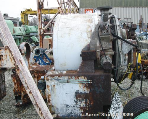 Used Sharples Model C-41 Super-D-Hydrator Continuous Centrifuge, 316 Stainless Steel, Horizontal. 41" diameter perforate basket. Hydraulic operated plow discharge. Short 19" bowl. Includes control pa...