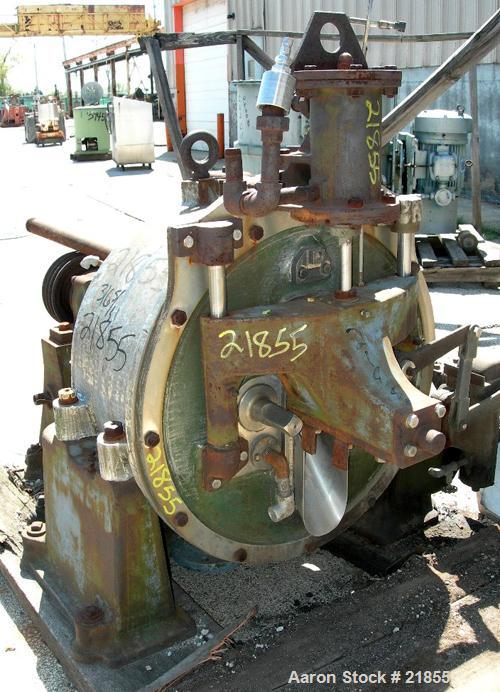 USED: Sharples C-20 Super-D-Hydrator centrifuge, 316 stainless steel. Max bowl speed 1800 rpm. Includes rinse pipe, pneumatic plow, distributor, base, casing, spindle assembly. Requires feed, approxi...