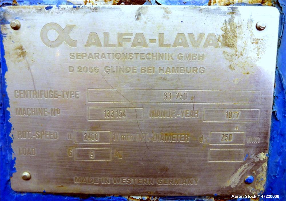 Used Alfa-Laval SB-250 Pusher Centrifuge