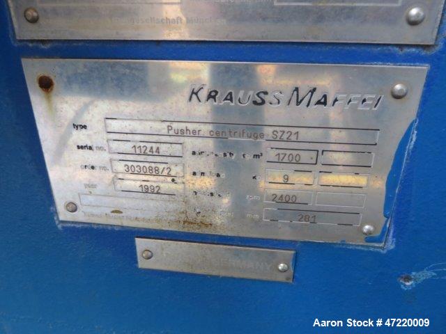 Used Krauss Maffei SZ-21 Pusher Centrifuge – 316 Stainless Steel, 250mm Basket