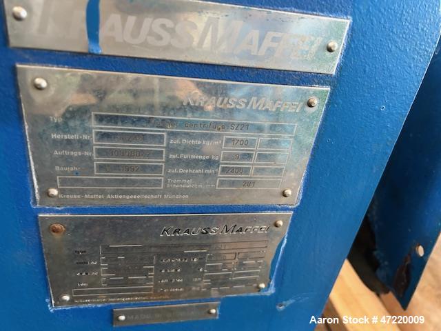 Used Krauss Maffei SZ-21 Pusher Centrifuge – 316 Stainless Steel, 250mm Basket