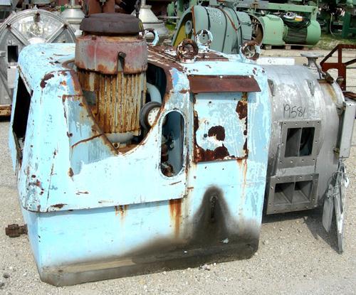USED: Krupp-Dolberb SB-400 pusher centrifuge, 316 stainless steel product contact areas. 2000 rpm, single stage. 15 hp, 3/60/550 volt, 1800 rpm drive motor; 15 hp, 3/60/550 volt hydraulic pusher moto...