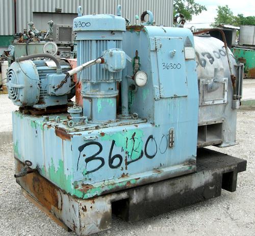 USED: Krupp-Dolberb SB-600 pusher centrifuge, 316 stainless steel product contact areas. 1250 rpm, single stage. 30 hp, 3/60/208-220/440 volt, 1770 rpm drive motor; 25 hp, 3/60/230/460 volt, 3530 rpm...