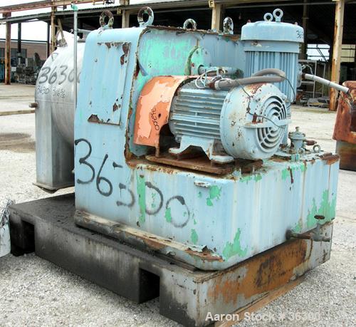 USED: Krupp-Dolberb SB-600 pusher centrifuge, 316 stainless steel product contact areas. 1250 rpm, single stage. 30 hp, 3/60/208-220/440 volt, 1770 rpm drive motor; 25 hp, 3/60/230/460 volt, 3530 rpm...