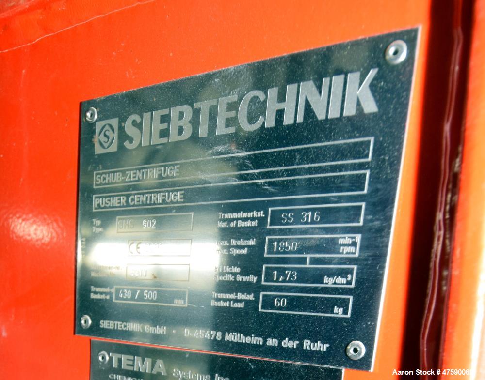 Unused- Siebtechnik Tema SHS 502 Pusher Centrifuge.