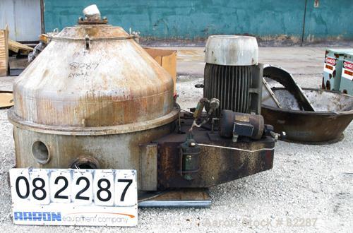 USED: Dorr Oliver/Mercone C-400 Screening Centrifuge. 316 stainless steel construction on product contact areas, 2400 rpm bowl speed, helix scroll for solids discharge, feed pipe, base, casing. Drive...