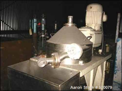 USED: Model C-200 Dorr-Oliver Mercone centrifugal screen separator, stainless steel construction, 2" feed, 2" discharge, removable top cover, complete on base with 3 hp US Varidrive, 3/60/220-440 vol...