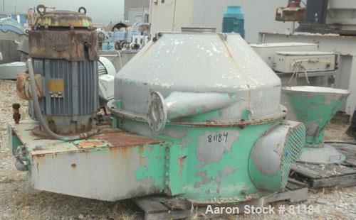 USED: Dorr Oliver/Mercone C-400 Screening Centrifuge, 316 stainless steel construction on product contact areas. 2" pitch 10 lead scroll, oil lubricated gearbox assembly with torque arm assembly, bas...
