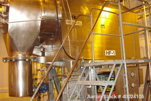 Used Heinkel Inverting Filter Centrifuge, Model HF600.1. Wetted parts Hastelloy C22. 600 mm bowl, maximum bowl speed 1936 rpm. Approximate drum capacity 65 kg/52 L. Driven by a 40 hp, 3/10-60/460 vol...