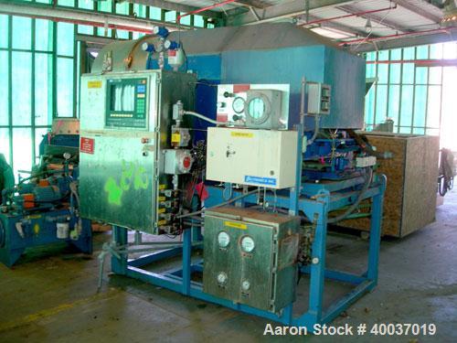 Used: Heinkel model HF600 inverting filter centrifuge. Wetted parts 316 stainless steel. 600 mm bowl, max bowl speed 1936 rpm. Approximate drum capacity 65 kg/52 L. Driven by an approximate 40 hp mot...