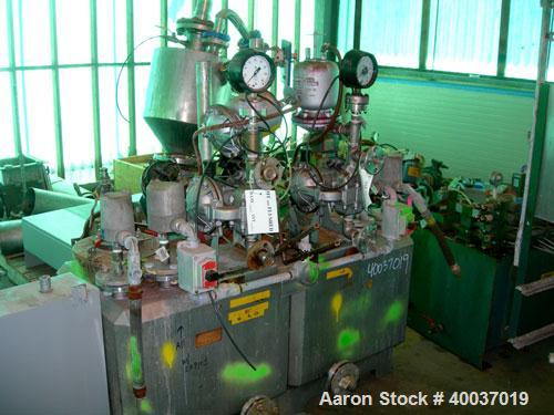 Used: Heinkel model HF600 inverting filter centrifuge. Wetted parts 316 stainless steel. 600 mm bowl, max bowl speed 1936 rpm. Approximate drum capacity 65 kg/52 L. Driven by an approximate 40 hp mot...