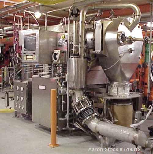 USED: Heinkel HF600 inverting filter centrifuge, 316 stainless steelconstruction, pharmaceutical grade finish. Max bowl speed 1936 rpm."G" force 1250. Bowl dimensions 23.6" (600mm) diameter x 8.6" (2...