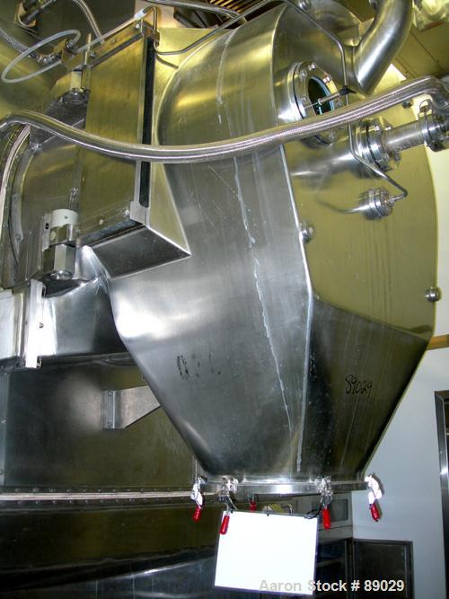 USED: Heinkel model HF800.1 inverting filter centrifuge. Wetted parts Hastelloy C22. 800 mm bowl, max bowl speed 1600 rpm. Approximate drum capacity 149 kg/119 L. Driven by a 40 hp motor. Built 1992....