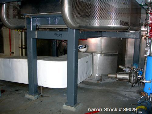 USED: Heinkel model HF800.1 inverting filter centrifuge. Wetted parts Hastelloy C22. 800 mm bowl, max bowl speed 1600 rpm. Approximate drum capacity 149 kg/119 L. Driven by a 40 hp motor. Built 1992....