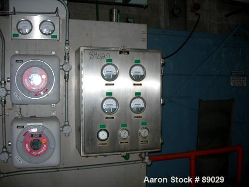 USED: Heinkel model HF800.1 inverting filter centrifuge. Wetted parts Hastelloy C22. 800 mm bowl, max bowl speed 1600 rpm. Approximate drum capacity 149 kg/119 L. Driven by a 40 hp motor. Built 1992....