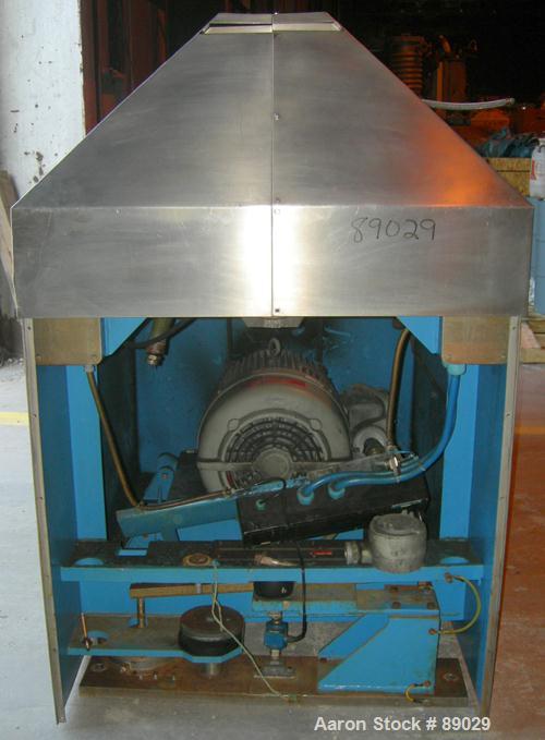 USED: Heinkel model HF800.1 inverting filter centrifuge. Wetted parts Hastelloy C22. 800 mm bowl, max bowl speed 1600 rpm. Approximate drum capacity 149 kg/119 L. Driven by a 40 hp motor. Built 1992....