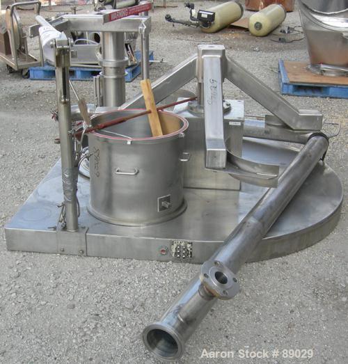 USED: Heinkel model HF800.1 inverting filter centrifuge. Wetted parts Hastelloy C22. 800 mm bowl, max bowl speed 1600 rpm. Approximate drum capacity 149 kg/119 L. Driven by a 40 hp motor. Built 1992....
