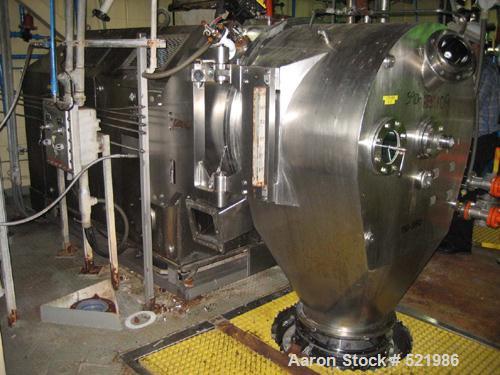 USED: Heinkel model HF800 inverting 316 stainless steel centrifuge.Rated 149 kg maximum loading capacity. 9.7 square feet filter area.32" bowl diameter. 60 hp, 1600 rpm.