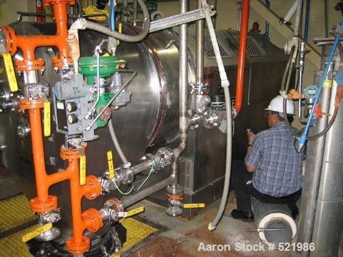 USED: Heinkel model HF800 inverting 316 stainless steel centrifuge.Rated 149 kg maximum loading capacity. 9.7 square feet filter area.32" bowl diameter. 60 hp, 1600 rpm.